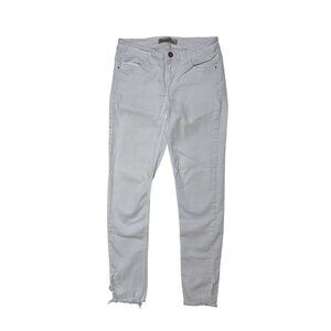 Zara Basic Z1975 Denim White Skinny Jeans Raw Hem Size 4